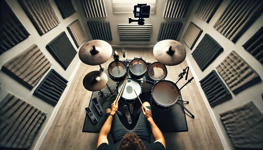 ドラム演奏をアクションカメラで上から撮影